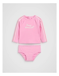 Logo Rashsuit Set in Candy Pink