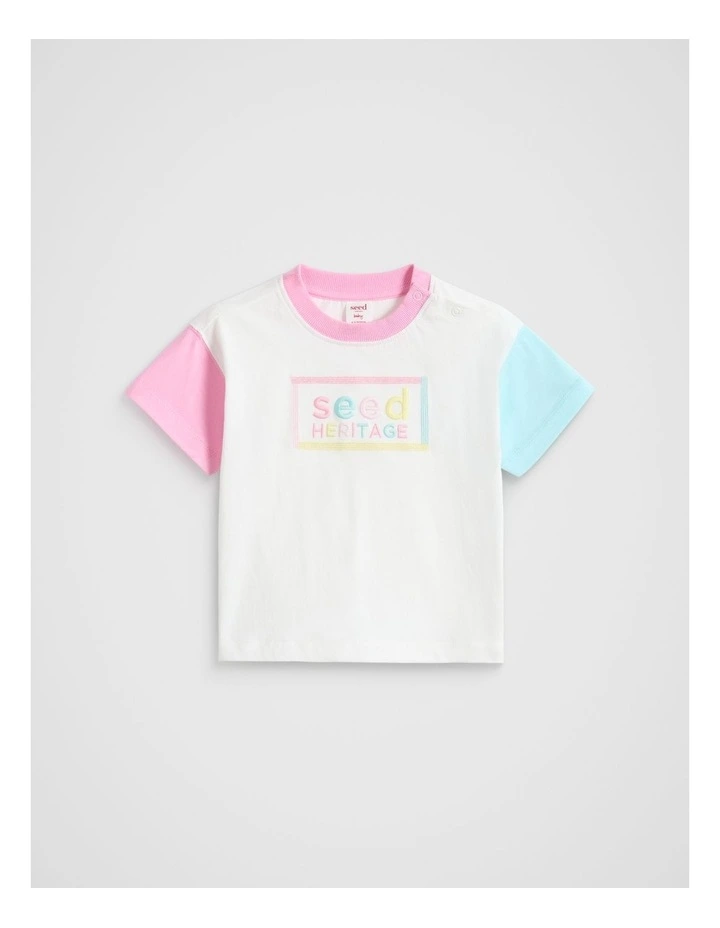 Colourblock Logo Tee in Canvas image 1