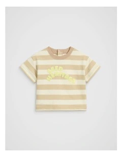 Stripe Boxy Tee in Ecru