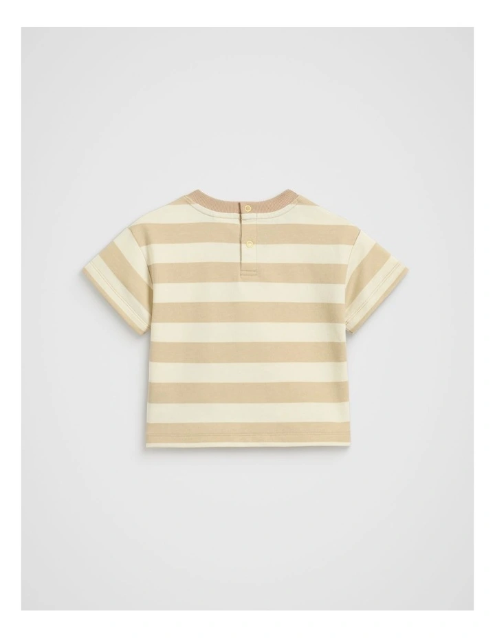 Stripe Boxy Tee in Ecru image 2