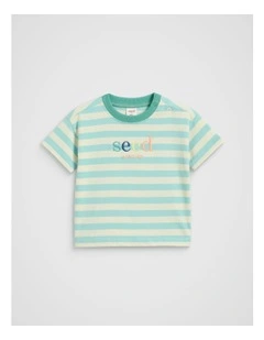 Colourblock Stripe Logo Tee in Multi