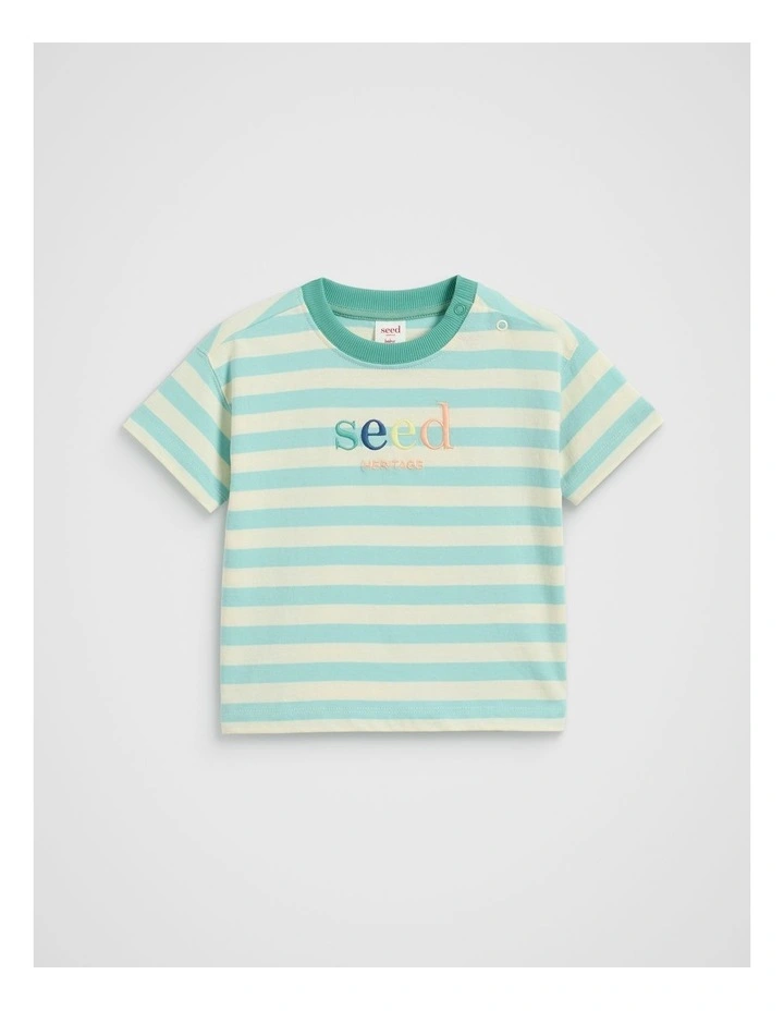 Colourblock Stripe Logo Tee in Multi image 1