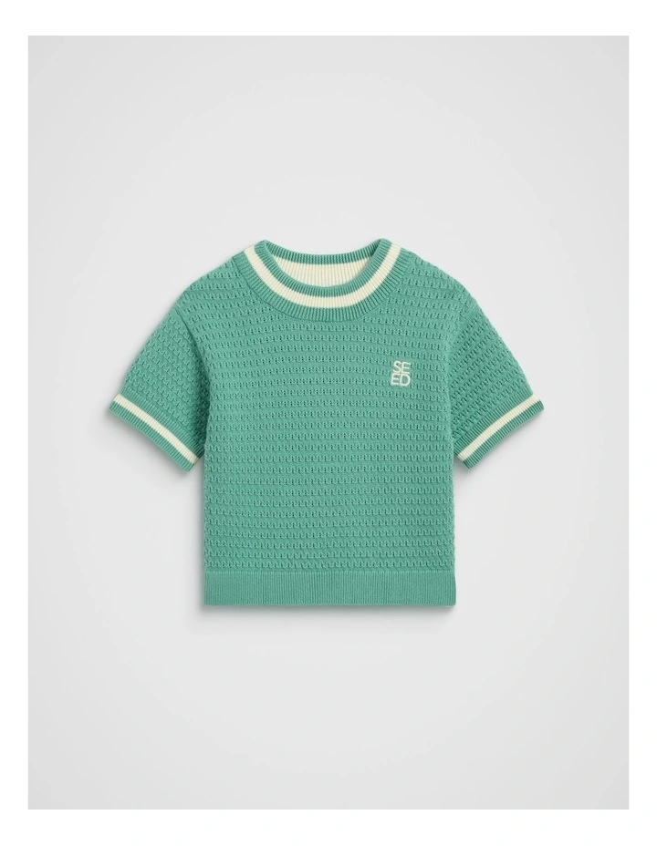 Relaxed Knit Tee in Cool Green image 1