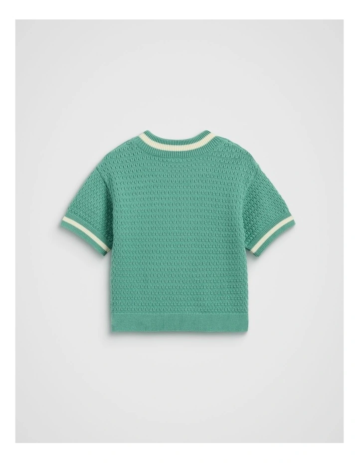 Relaxed Knit Tee in Cool Green image 2