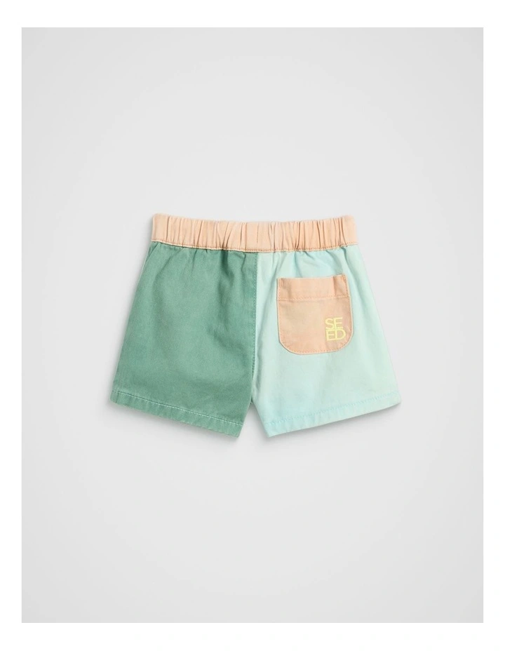 Colourblock Denim Short in Multi image 2