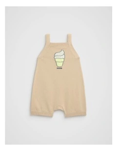 Ice Cream Knit Romper in Ecru