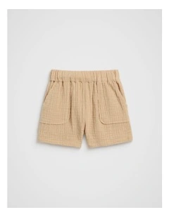 Pull On Texture Short in Ecru