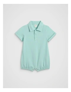 Core Logo Romper in Skyline