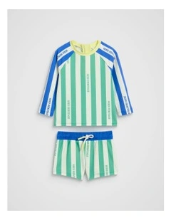 Stripe Logo Swim Set in Multi
