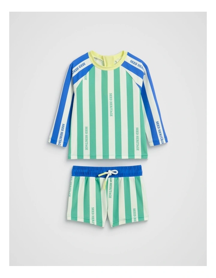 Stripe Logo Swim Set in Multi image 1