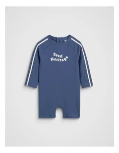 Side Tape Swimsuit in Washed Navy