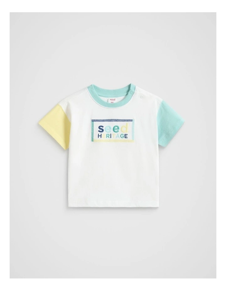 Colourblock Logo Tee in Multi image 1