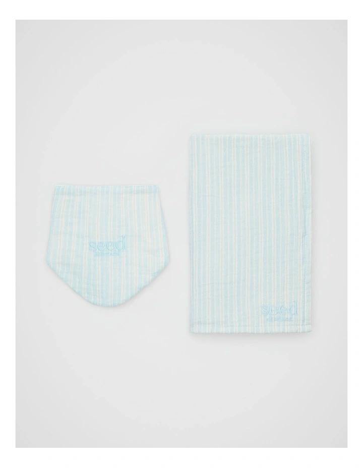 Logo Wrap and Bib Set in Soft Blue image 1