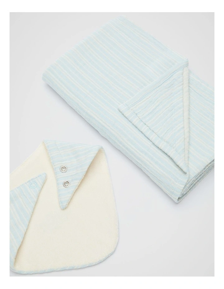 Logo Wrap and Bib Set in Soft Blue image 2