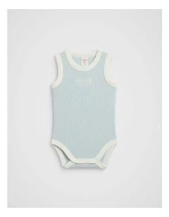 Logo Tank Bodysuit in Soft Blue