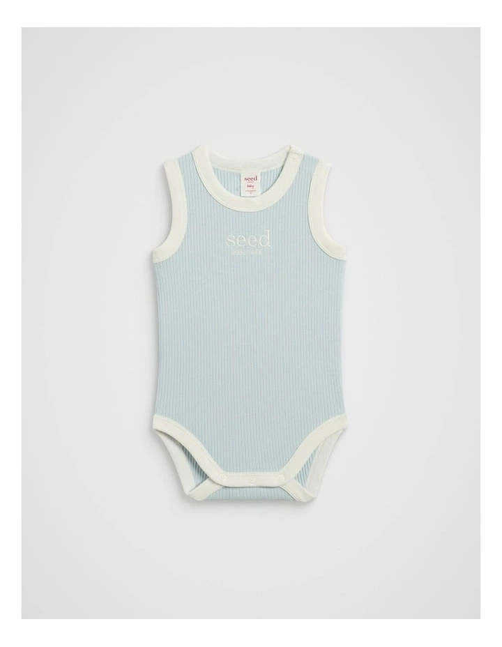 Logo Tank Bodysuit in Soft Blue image 1