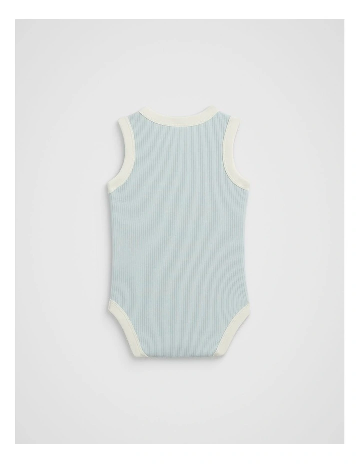 Logo Tank Bodysuit in Soft Blue image 2