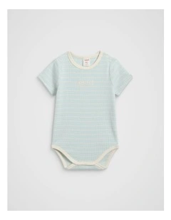 Logo Rib Bodysuit in Soft Blue