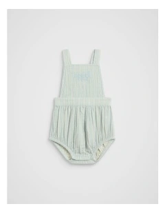 Stripe Logo Romper in Soft Blue