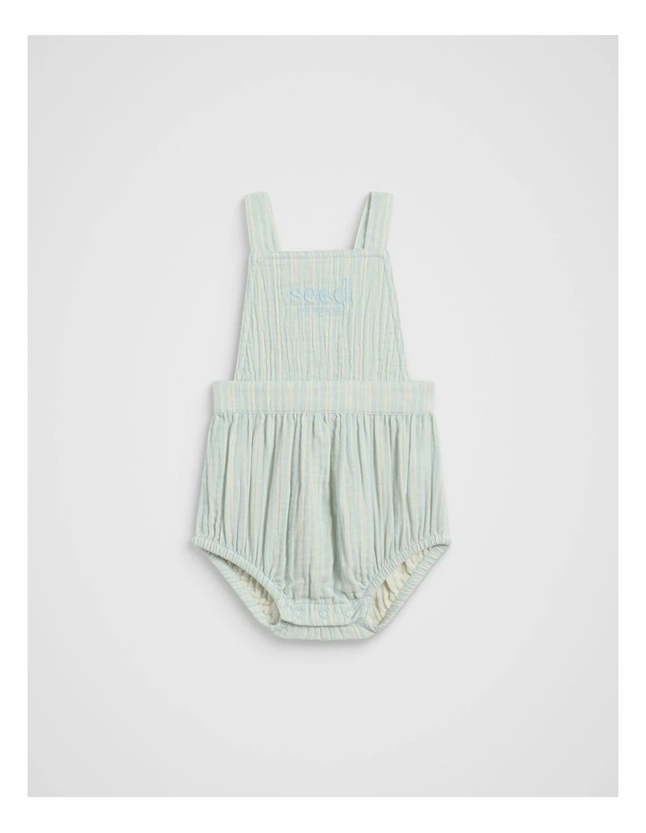 Stripe Logo Romper in Soft Blue image 1