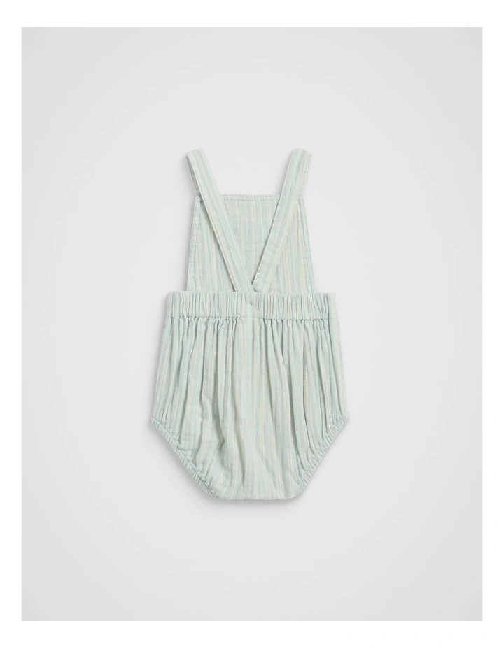 Stripe Logo Romper in Soft Blue image 2