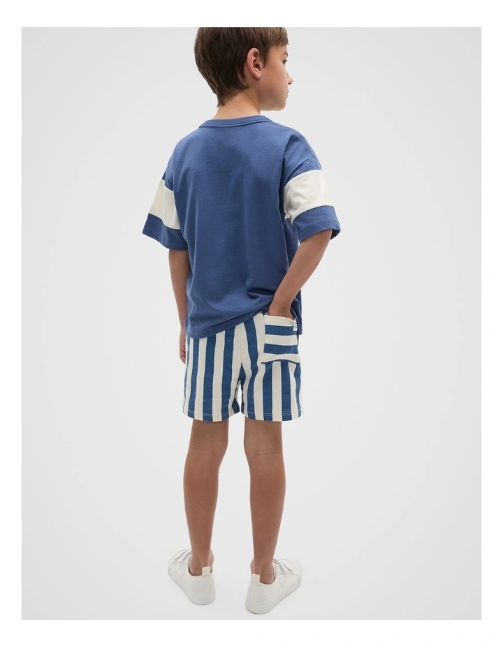 Core Stripe Track Short in Washed Navy image 2