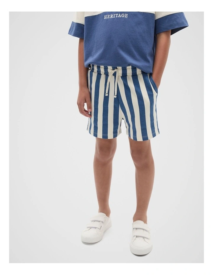 Core Stripe Track Short in Washed Navy image 3