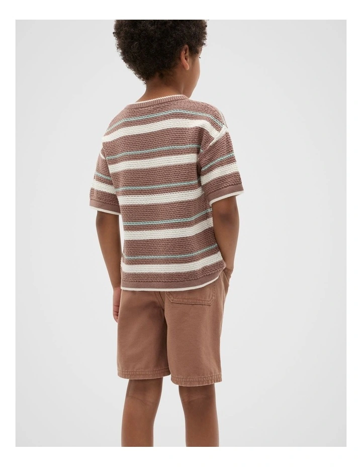 Stripe Knit Tee in Mousse image 2