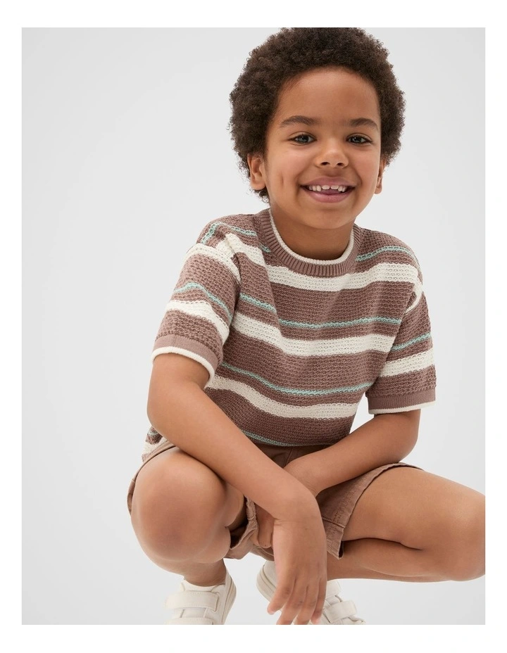 Stripe Knit Tee in Mousse image 3