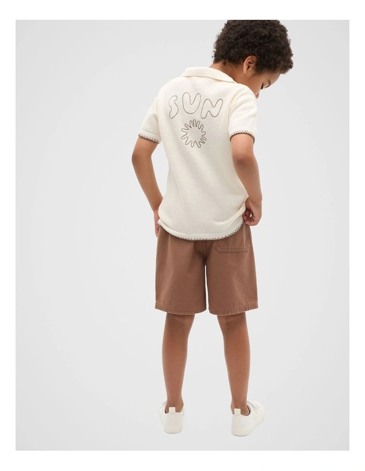 Trophy Knit Polo T-shirt in Vintage Cream image 2