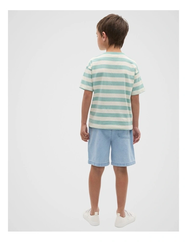 Colourblock Stripe Logo Tee in Mint image 2