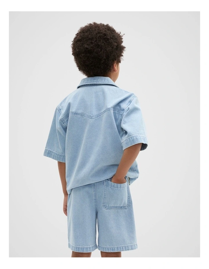 Denim Overshirt in Light Wash image 2
