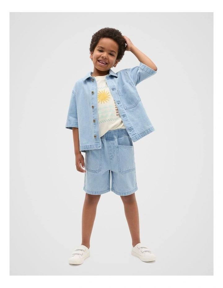 Denim Overshirt in Light Wash image 3