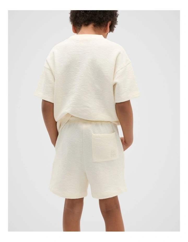 Textured Track Short in Vintage Cream image 2