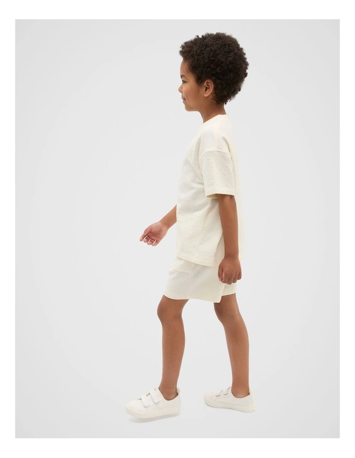 Textured Track Short in Vintage Cream image 3