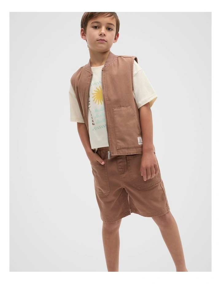 Pull On Twill Short in Mousse image 3
