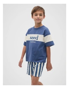 Core Relaxed Logo Tee in Washed Navy