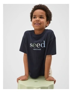 Core Oversized Logo Tee in Midnight Blue