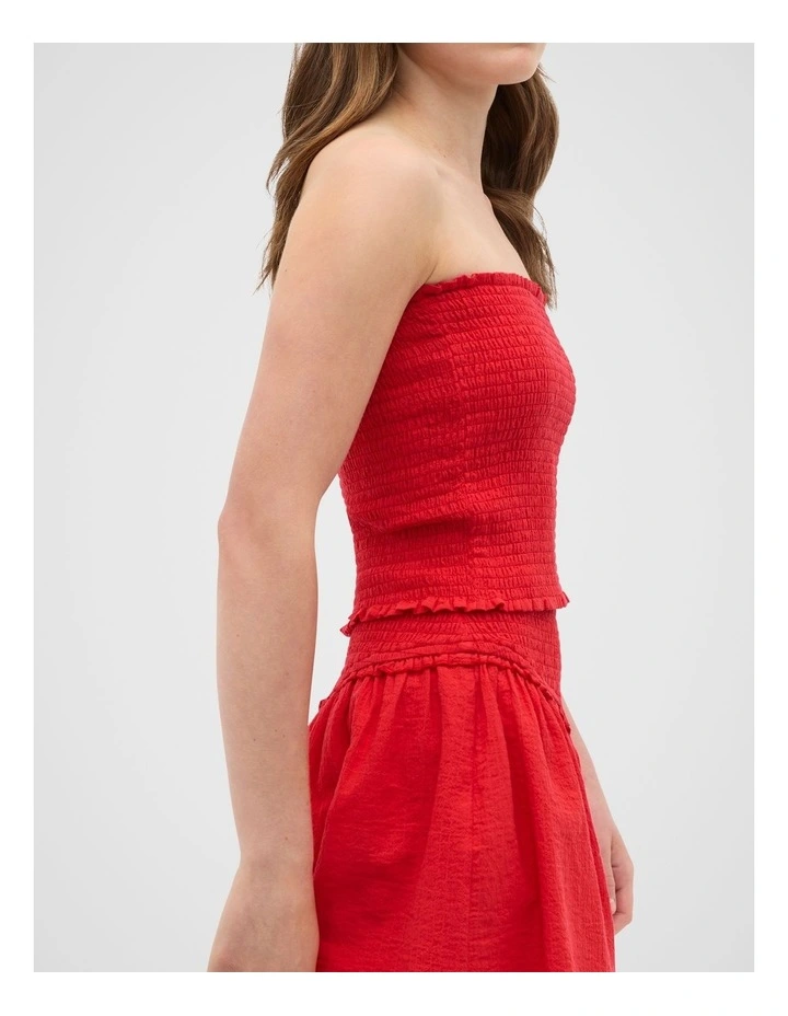 Shirred Top in Red image 4