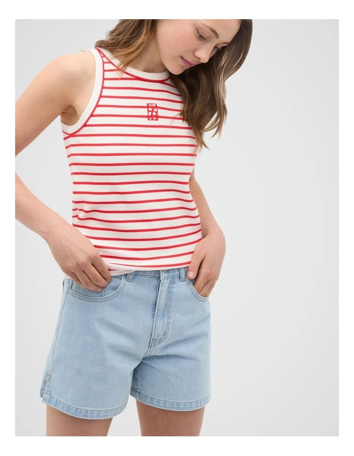 Core Logo Rib Tank in Red image 1