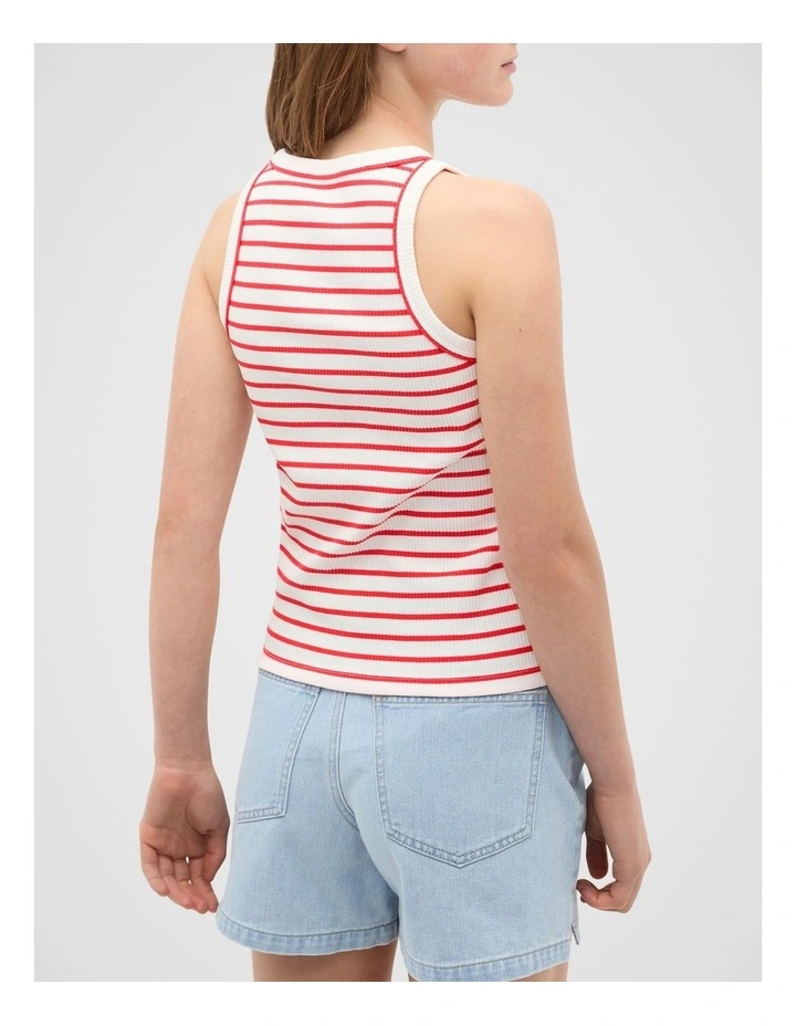 Core Logo Rib Tank in Red image 2