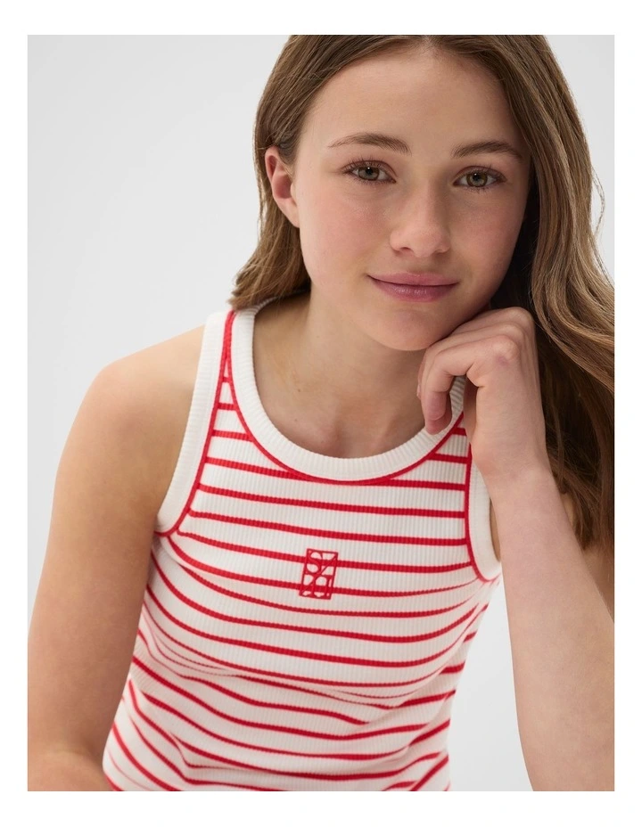 Core Logo Rib Tank in Red image 3