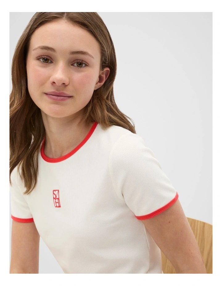 Contrast Bind Logo Tee in White image 4