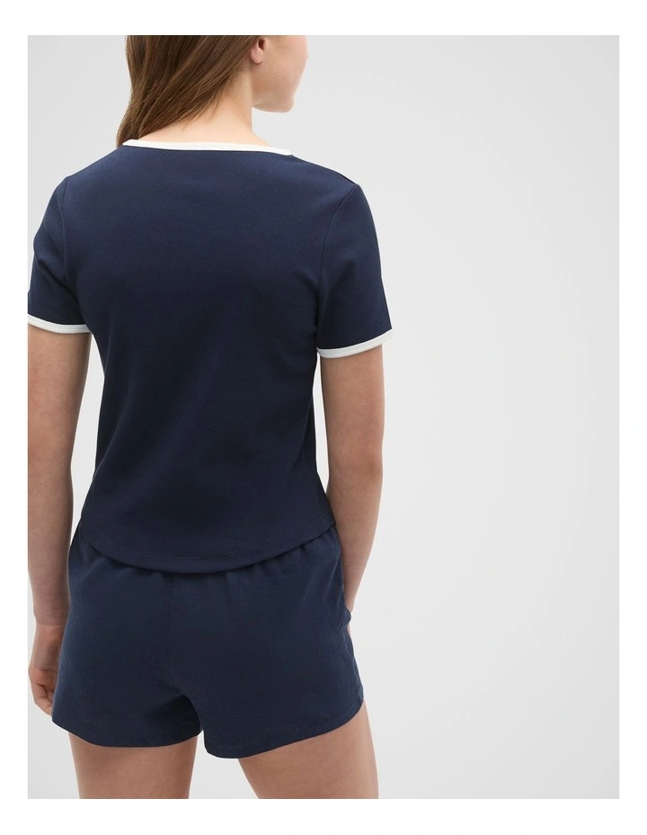 Contrast Bind Logo Tee in New Navy image 2