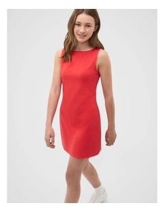 Boat Neck Tank Dress in Strawberry Red