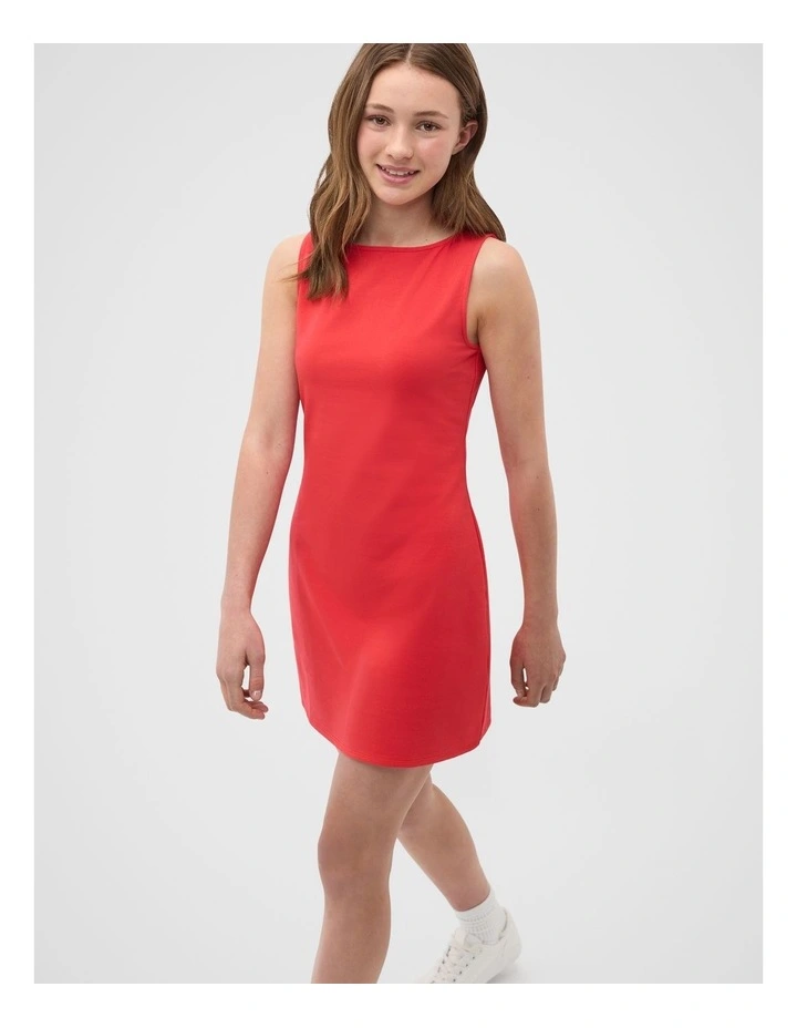 Boat Neck Tank Dress in Strawberry Red image 1