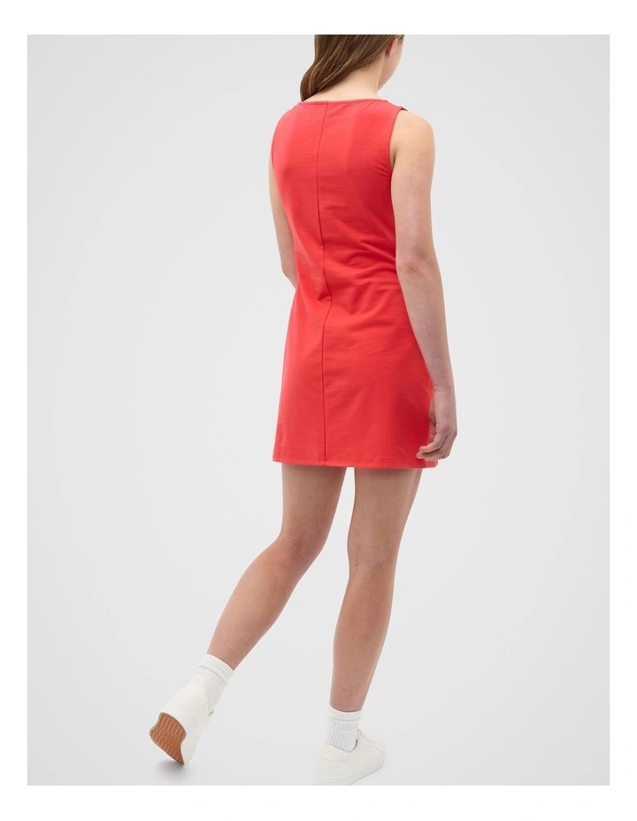 Boat Neck Tank Dress in Strawberry Red image 2
