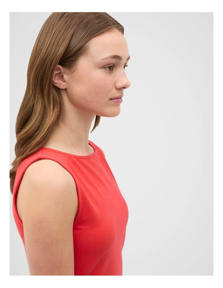 Boat Neck Tank Dress in Strawberry Red image 3