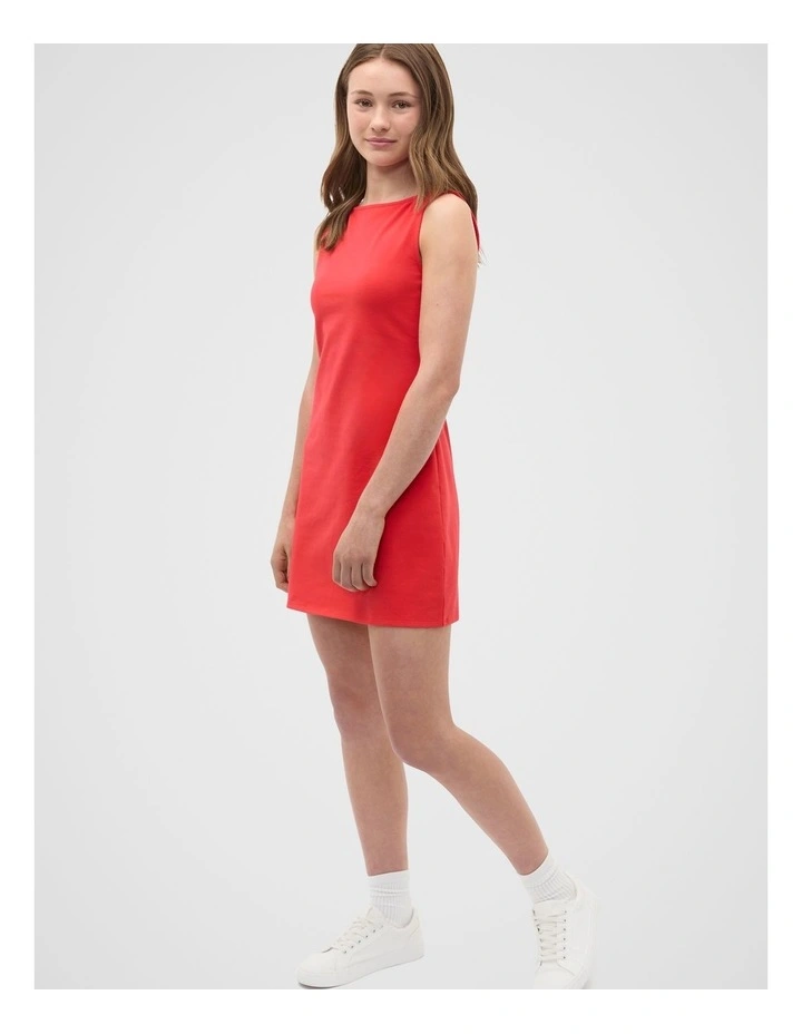Boat Neck Tank Dress in Strawberry Red image 4