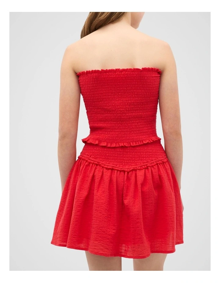 Shirred Skirt in Strawberry Red image 2